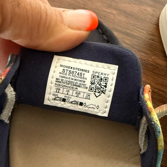 Sperry Women's Starfish Textile and Leather Navy and Coral Flats-Size 6.5 - Picture 8 of 11